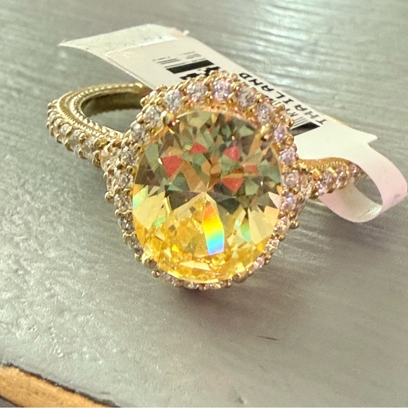 Judith Ripka Jewelry - Judith Ripka 14K Gold Clad 925 Sterling Silver Ring Size 10.75 NEW